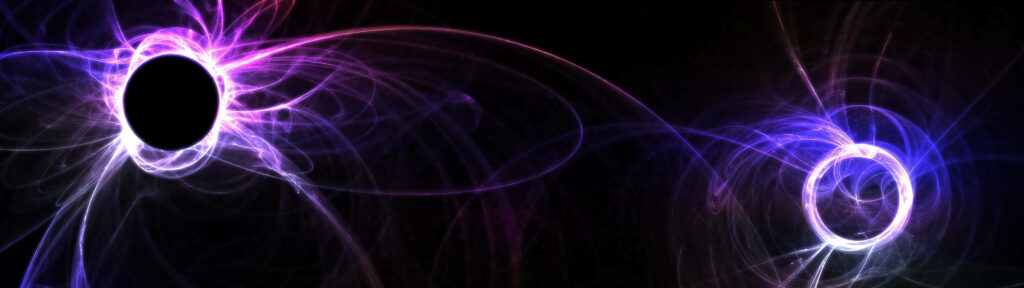Vibrant neon rings light up a black expanse in this striking 3840x1080 HD wallpaper
