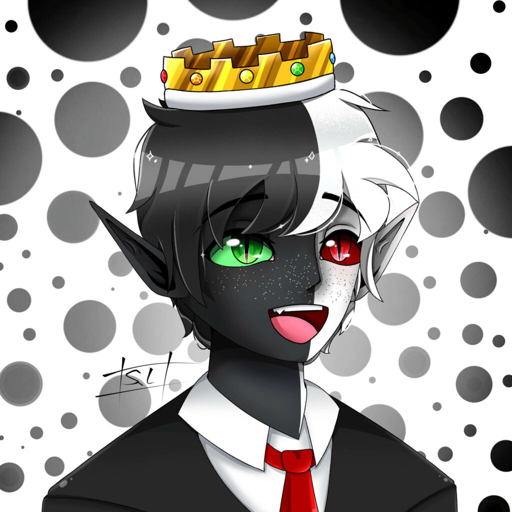 The Enigmatic Duality of Ranboo: A Mesmerizing Portrait in Black and White With Piercing Red and Green Eyes Wallpaper