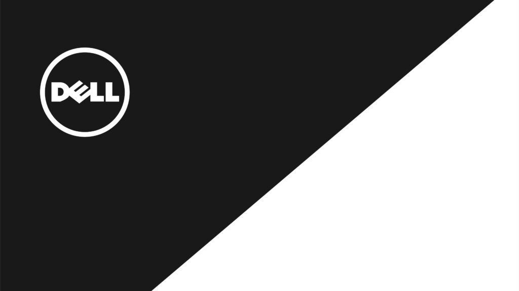 Dell's Monochromatic Split Canvas: A Minimalist 4k Background showcasing the Iconic Dell Logo Wallpaper
