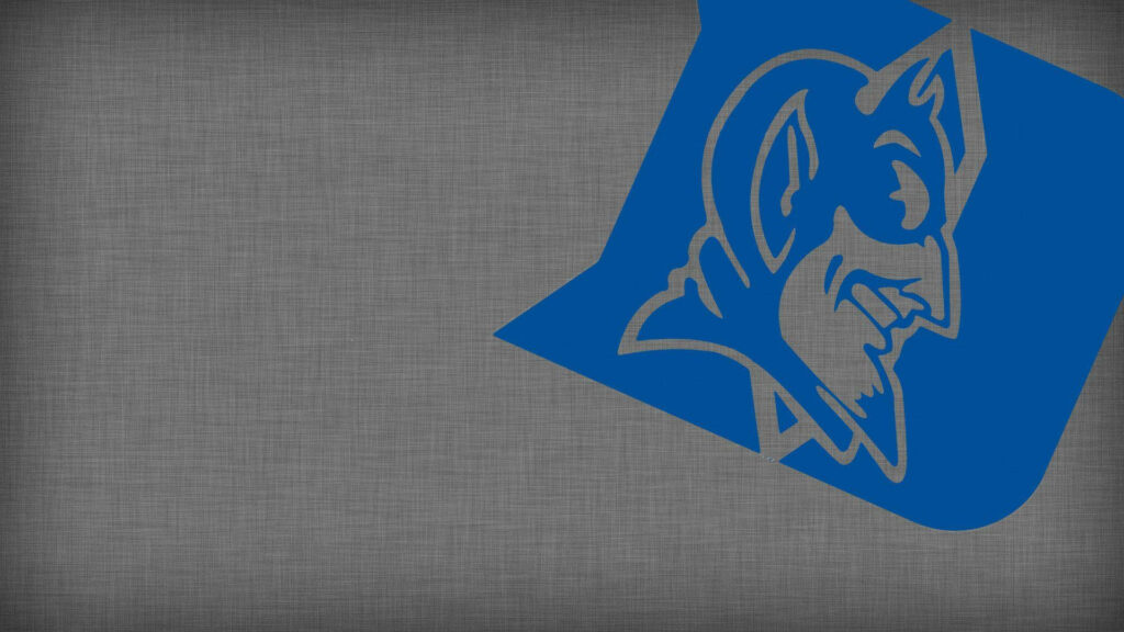 Duke Blue Devils logo with stylized devil mascot on textured grey background wallpaper