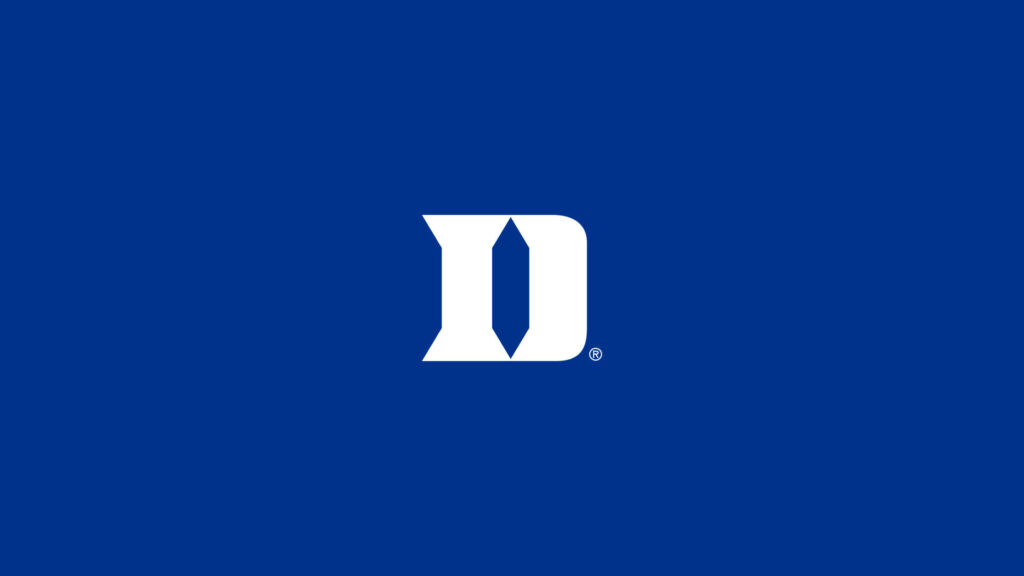 Duke Blue Devils logo white on royal blue background minimalist university pride wallpaper