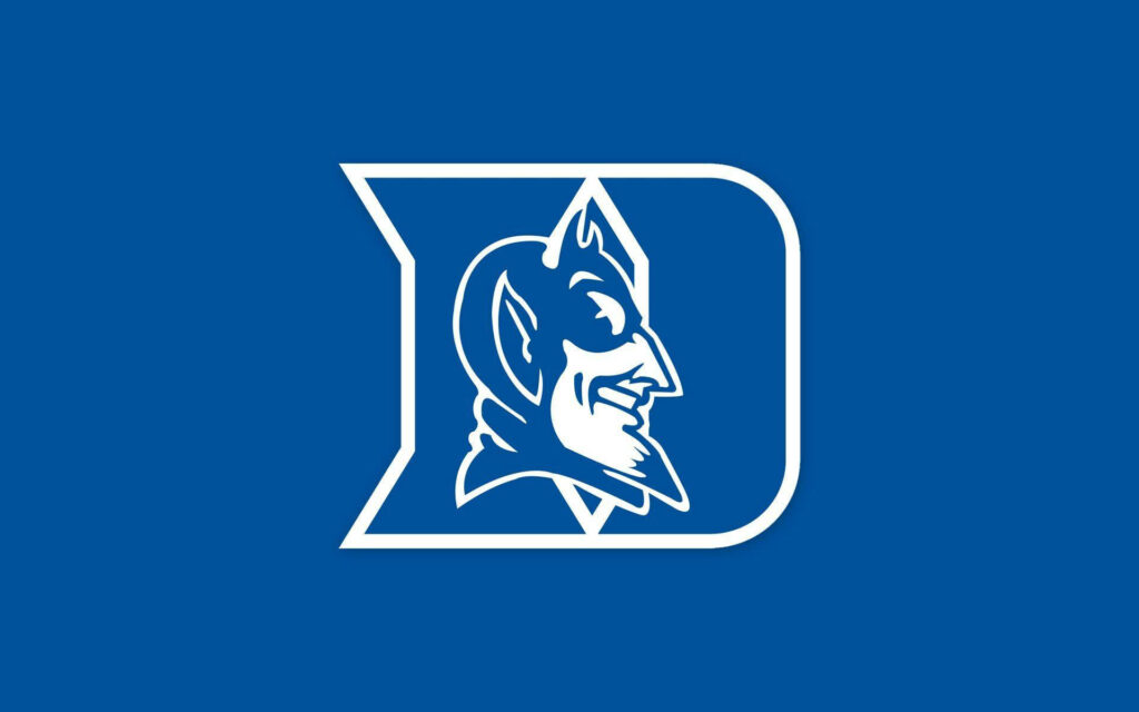 Duke Blue Devils secondary logo wallpaper blue background white outline sharp modern graphic style