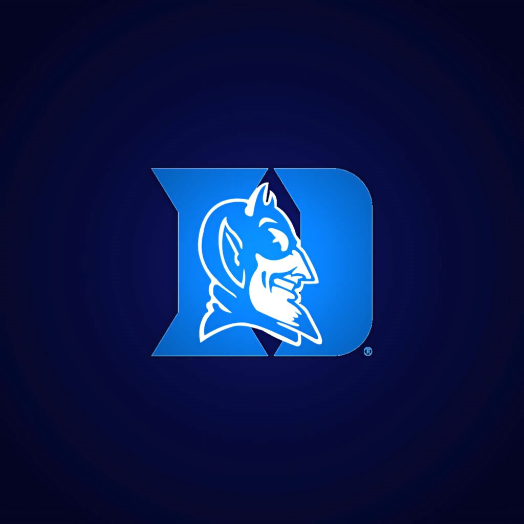 Duke Blue Devils logo wallpaper with vibrant blue tones white outlines fierce mascot face