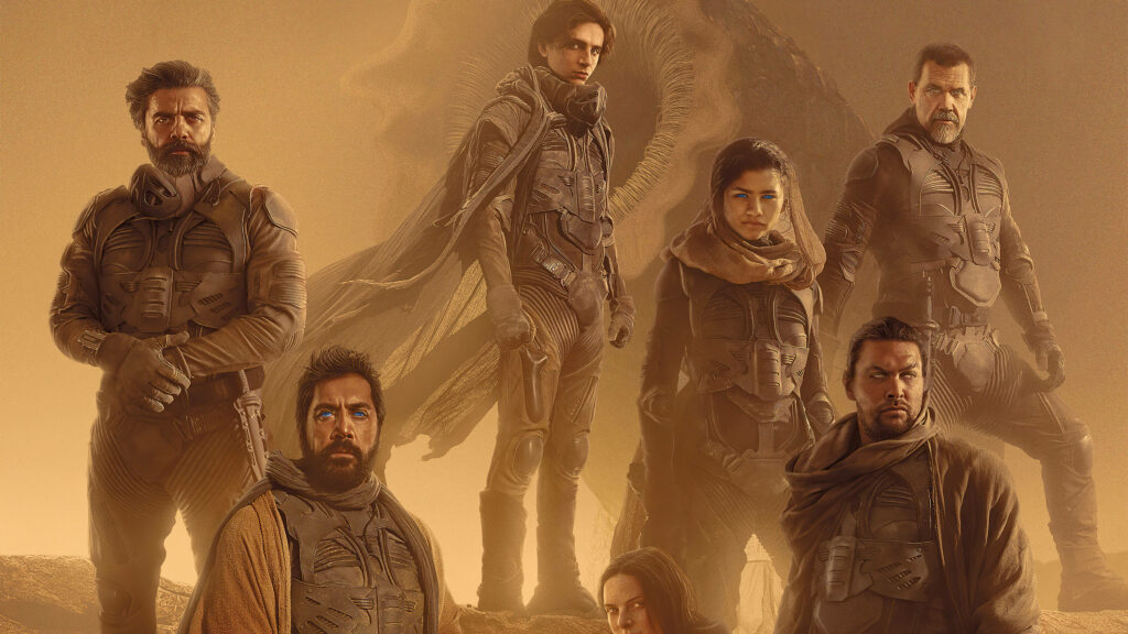 Dune Movie Characters in Epic Desert Wallpaper Background