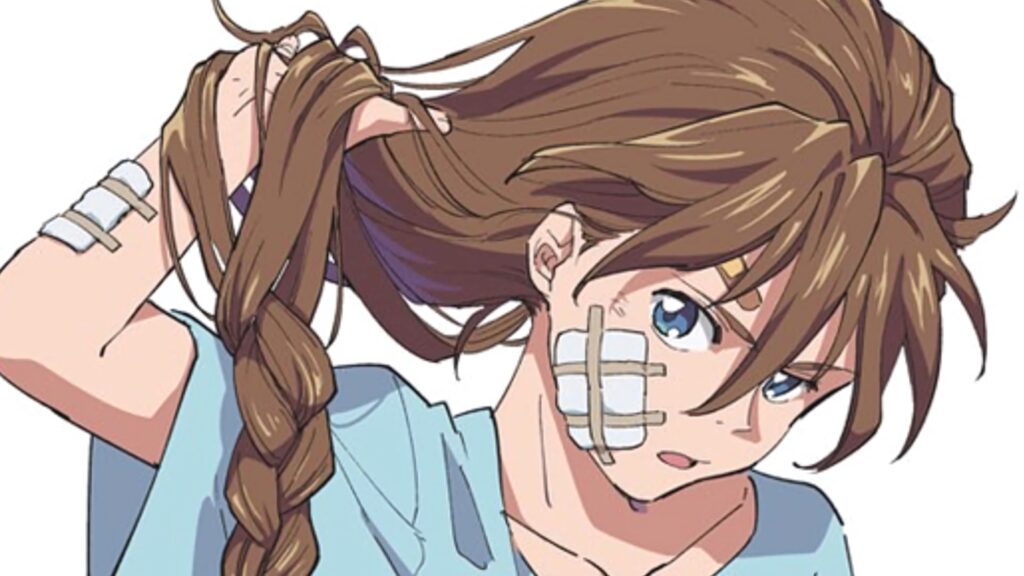 Duo Maxwell anime pilot suit dynamic pose blue eyes braided brown hair detailed shading Wallpaper