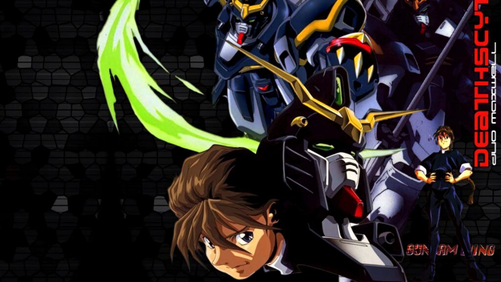 Duo Maxwell with Gundam Deathscythe dark wallpaper green energy blade Mobile Suit Gundam Wing
