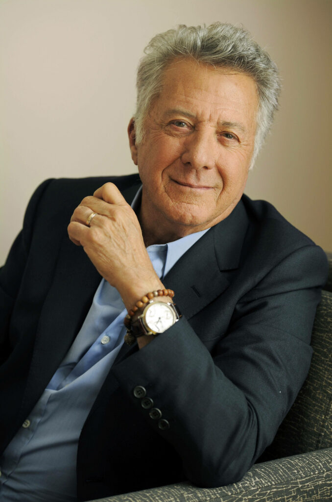 Dustin Hoffman BAFTA winner in dark suit light blue shirt relaxed confident portrait wallpaper