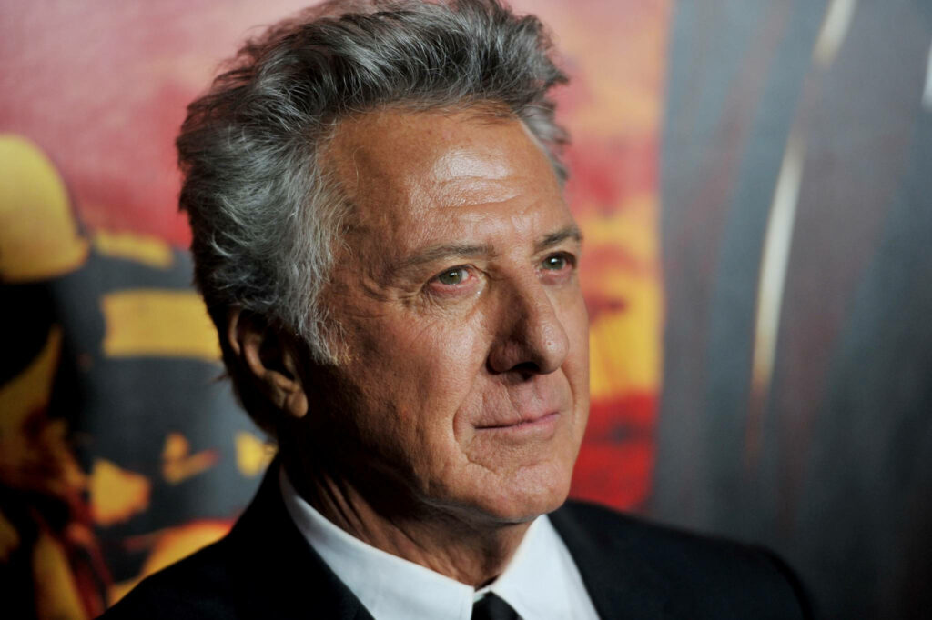 Dustin Hoffman portrait at HBO Luck premiere warm red yellow background classic style wallpaper
