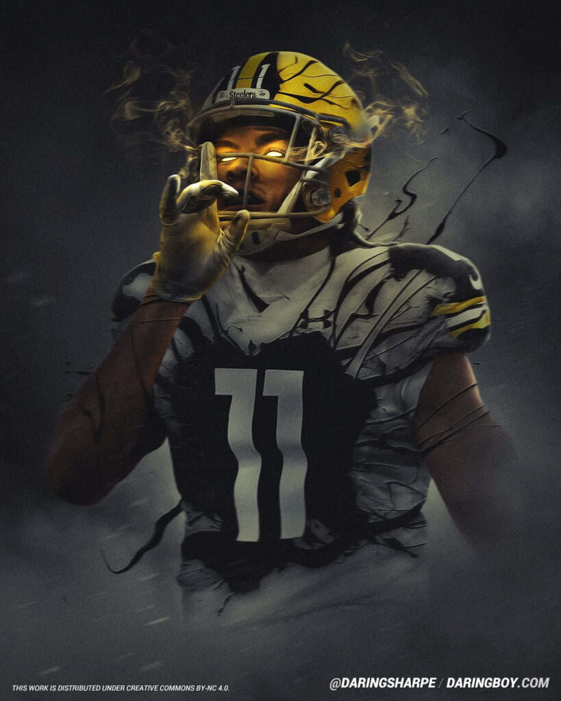 Dwayne Haskins Washington Redskins digital art glowing eyes football uniform dramatic energy effects Wallpaper