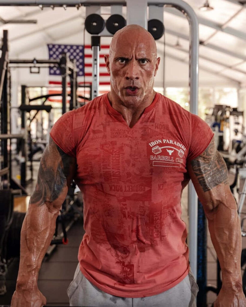 Dynamic Dwayne Johnson Wallpaper: Strength in Project Rock V-neck