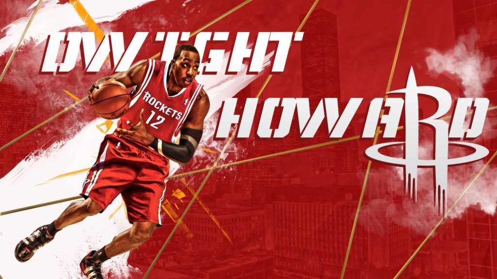 Dwight Howard Houston Rockets wallpaper red jersey city skyline NBA basketball fan background