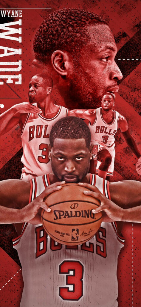 Dwyane Wade Chicago Bulls dynamic wallpaper action poses red background basketball legacy