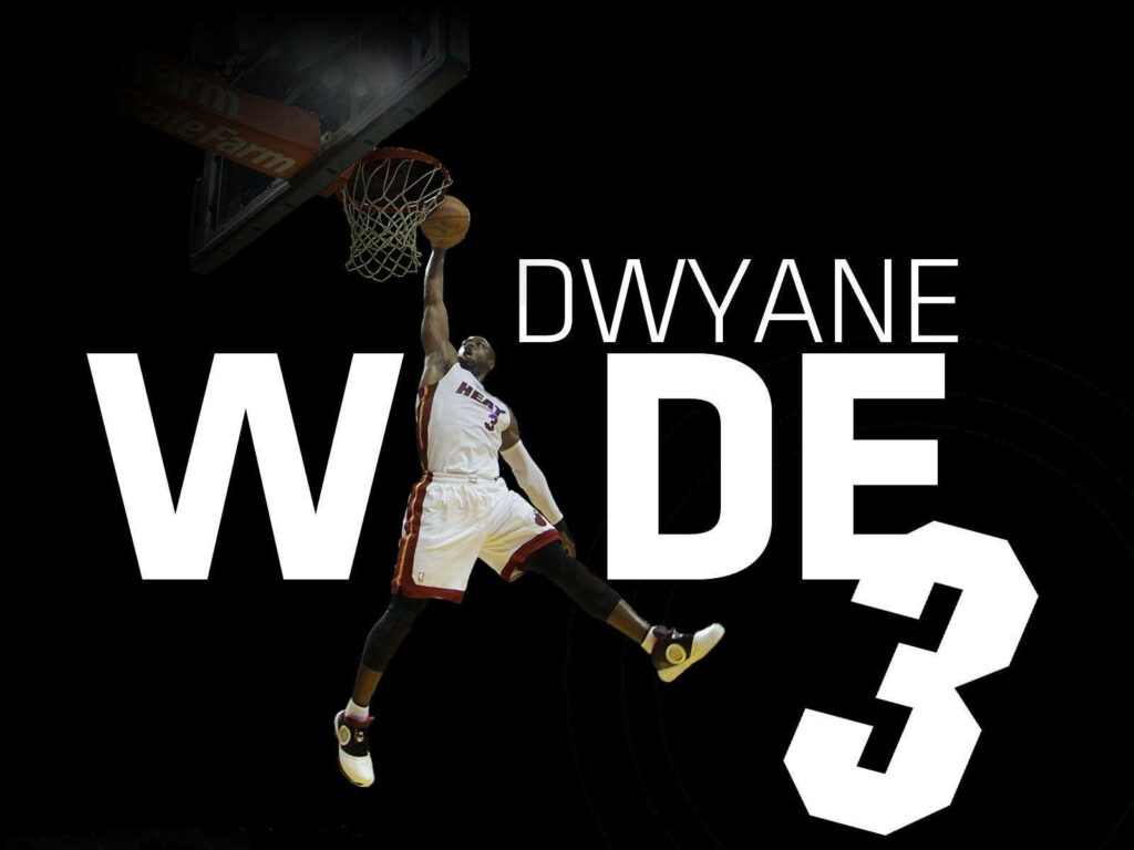 Dwyane Wade Miami Heat dunk HD wallpaper dynamic typography black background athletic legacy