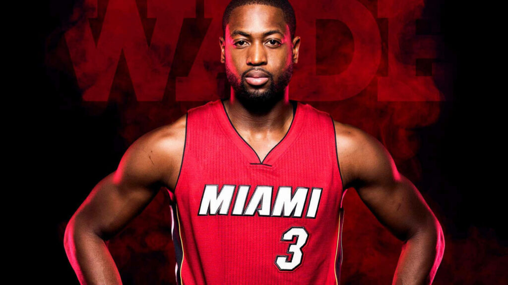 Dwyane Wade Miami Heat wallpaper red black smoky background intense athletic presence