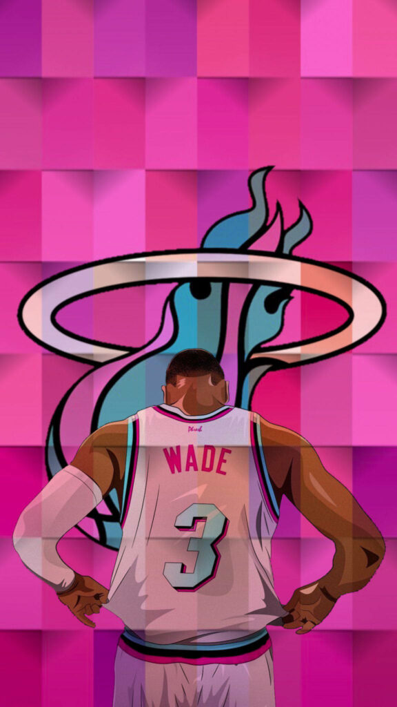 Dwyane Wade Miami Heat wallpaper vibrant pink magenta checkered background iconic logo