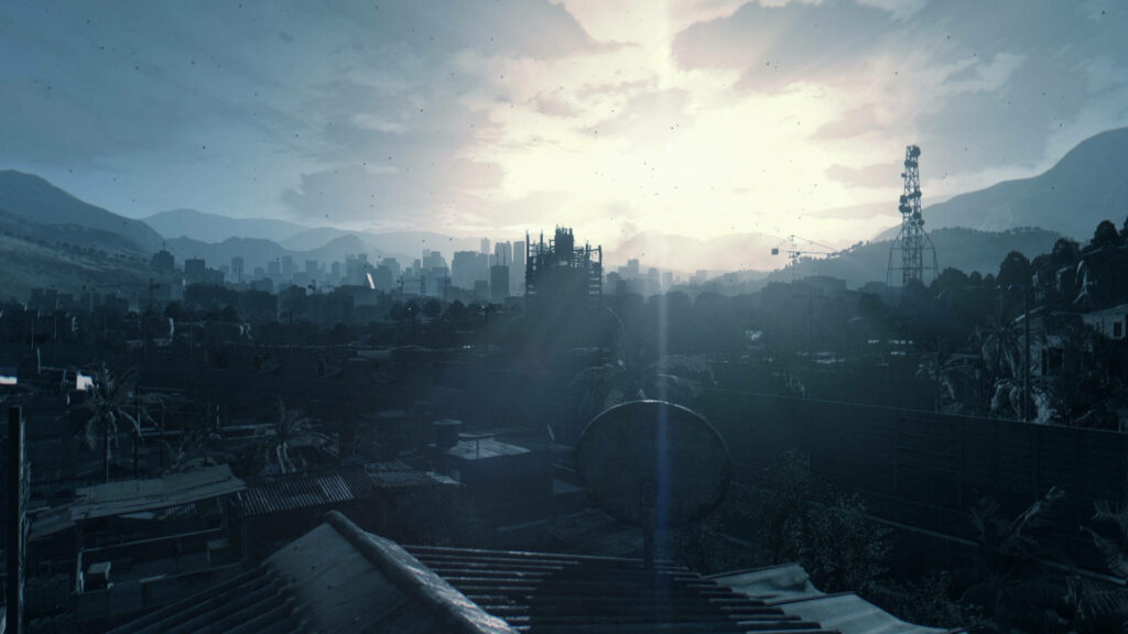 Dramatic Dying Light City of Harran skyline at sunset with moody post-apocalyptic tones wallpaper