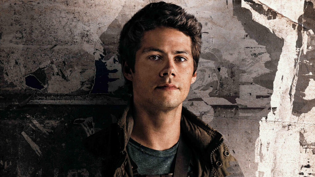 Dylan O'Brien serious pose Death Cure wallpaper rugged textured wall post-apocalyptic tones