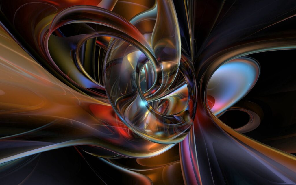 Intricate Fluid Abstract Wallpaper: Dynamic Colors & Metallic Lines