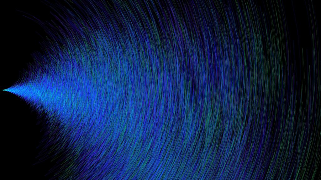 Vibrant 3840x2160 Wallpaper: Blue & Green Hatching Lines on Dark Background