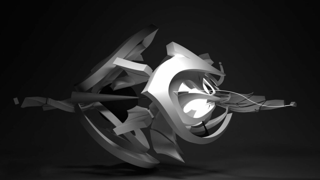 Stunning 3D Abstract Wallpaper with Dark Background and Soft Lighting