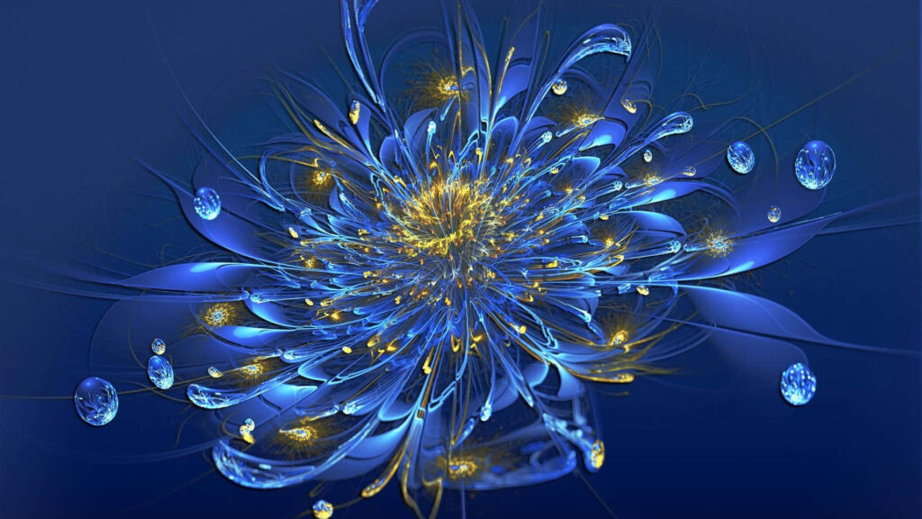 Vibrant 3D Abstract Wallpaper: Dynamic Shapes in Blue & Gold