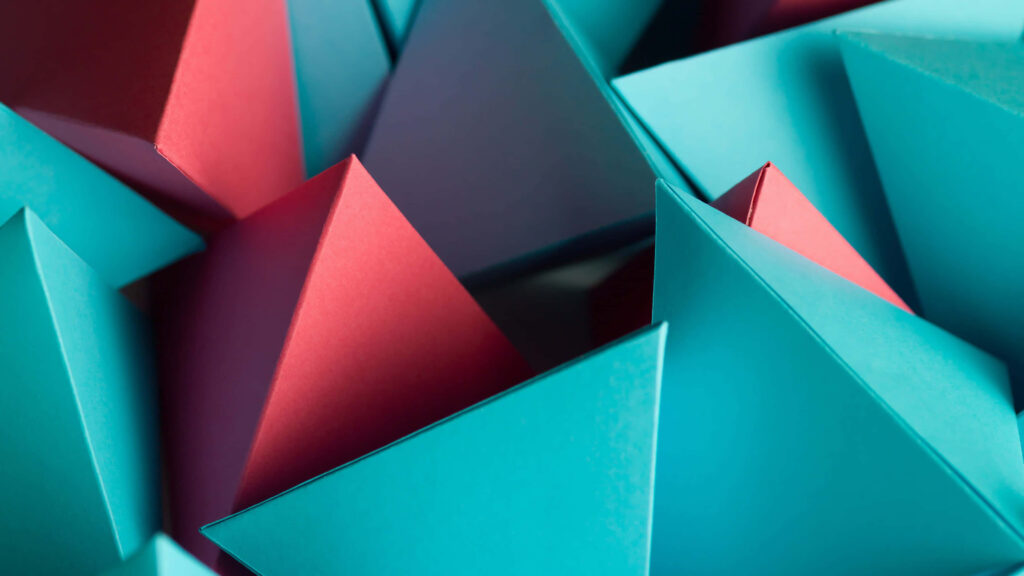 Modern 3D Abstract Wallpaper: Vivid Red & Teal Geometric Design