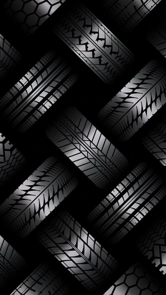 Dynamic 3D Black Tire Tread Wallpaper for Stunning Phone Backgrounds