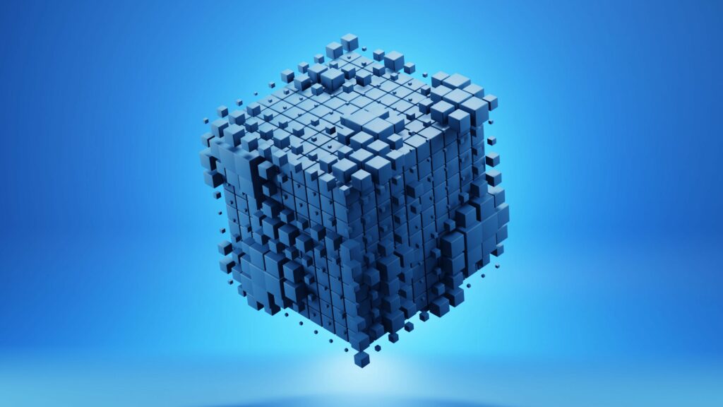 Dynamic 3D Blue Cube Wallpaper | High-Res Gradient Background
