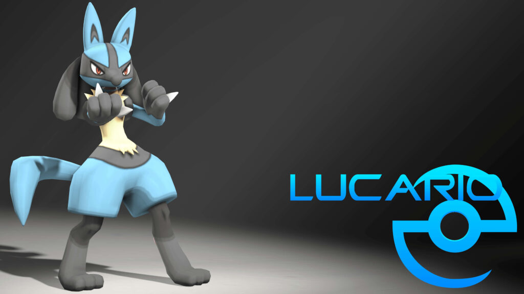 3D Lucario Wallpaper: Dynamic Pose on Dark Background