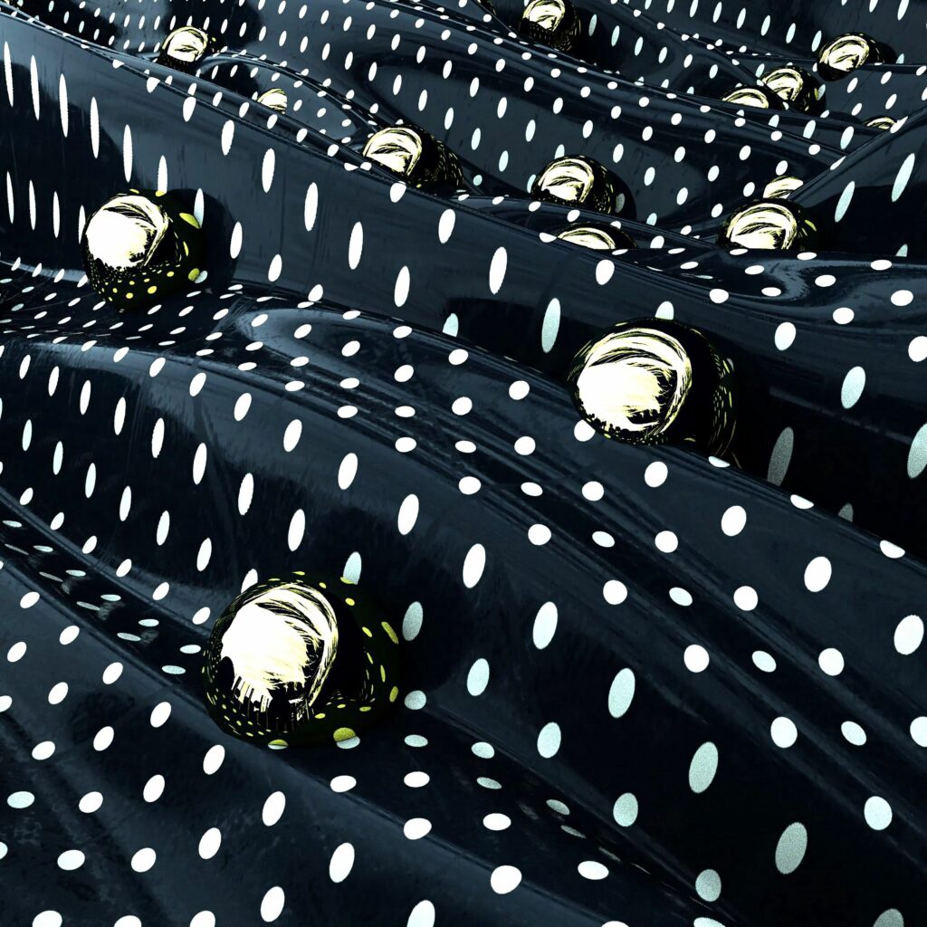 3D Metallic Sphere Wallpaper: Dark Textured Fabric Design