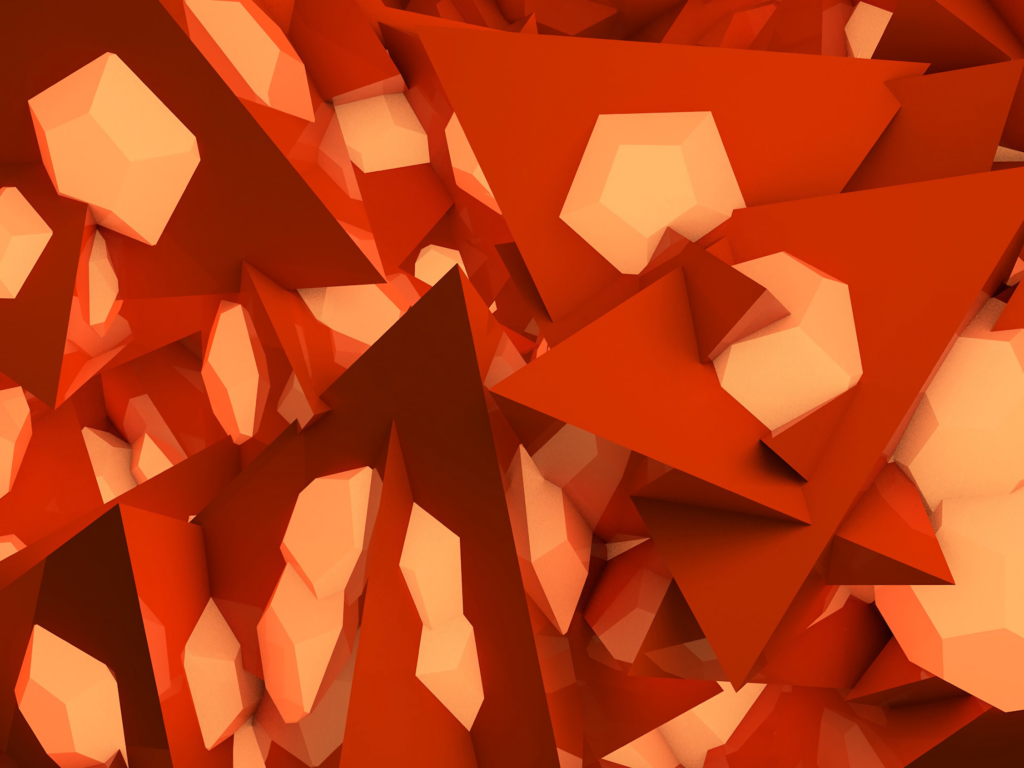 Dynamic 3D Orange Pyramids Wallpaper - Complex Geometry Background