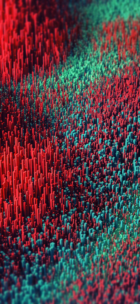 Dynamic 3D Landscape Wallpaper for iPhone: Red & Green Pillars