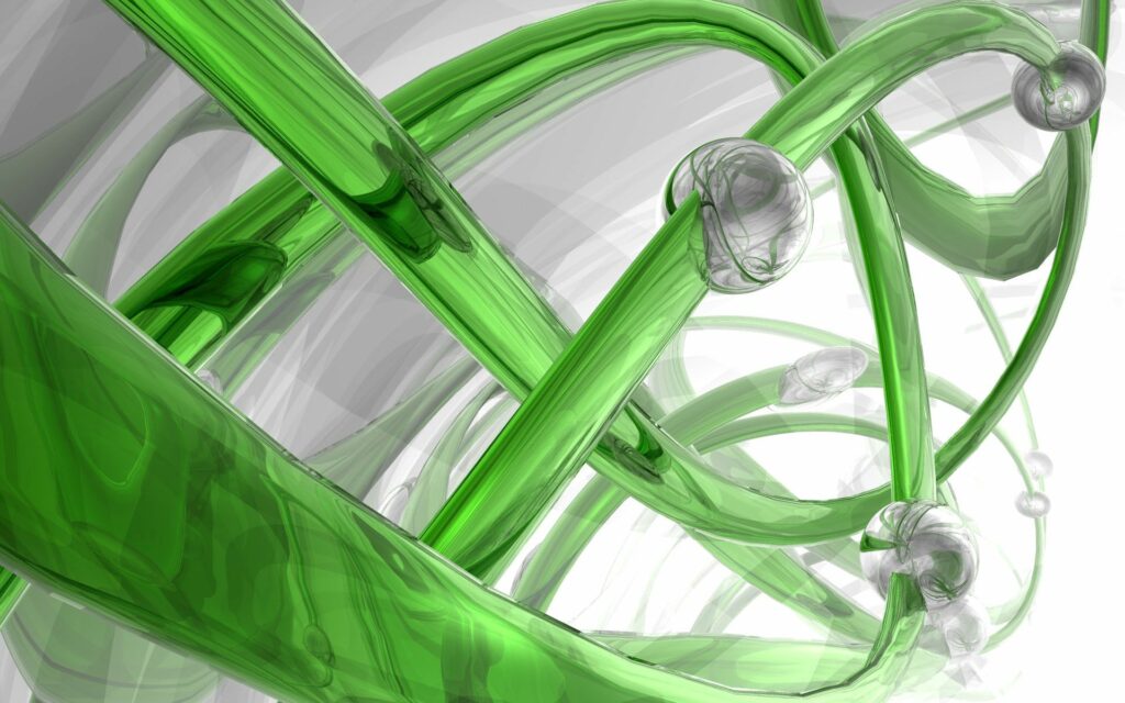 Modern 3D Spiral Wallpaper: Green & White Glass Design Background