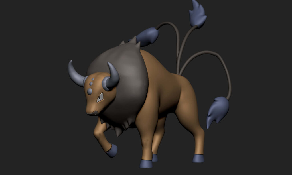 3D Tauros Wallpaper: Dynamic Bull-Like Creature in Dark Background