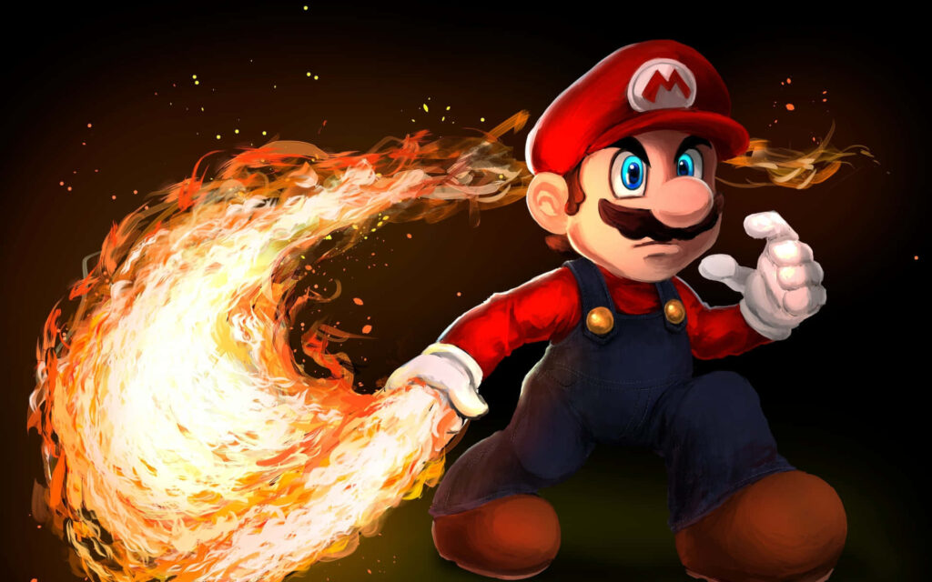 Dynamic 3D Wallpaper: Iconic Character with Fiery Background Effects