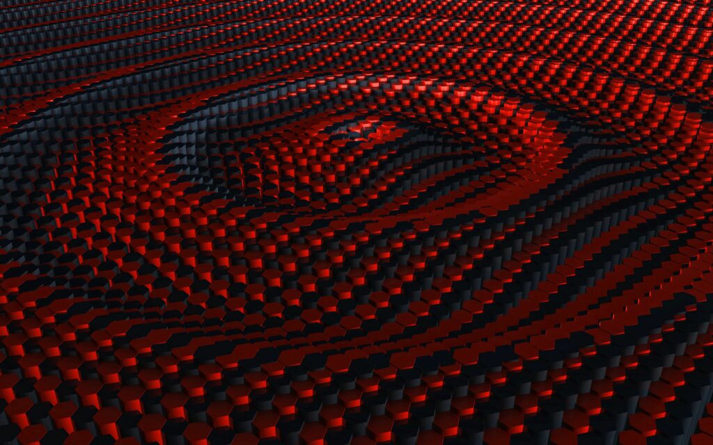 Red & Black 3D Optical Illusion Wallpaper - Striking Wave Patterns