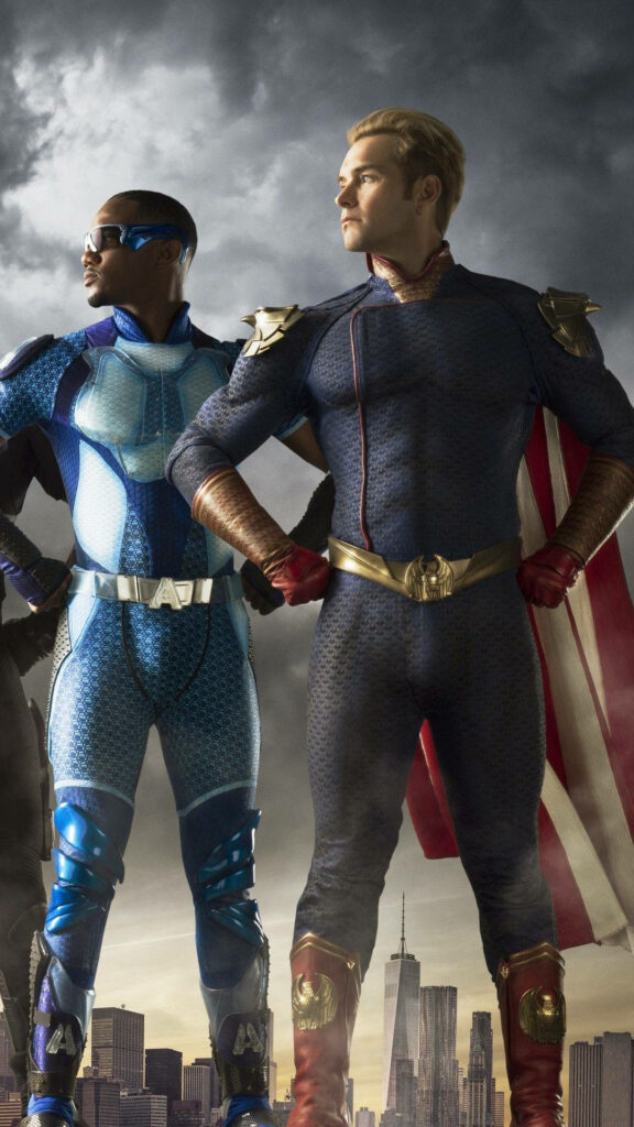 Dynamic Wallpaper of A-Train & Homelander Against Cityscape