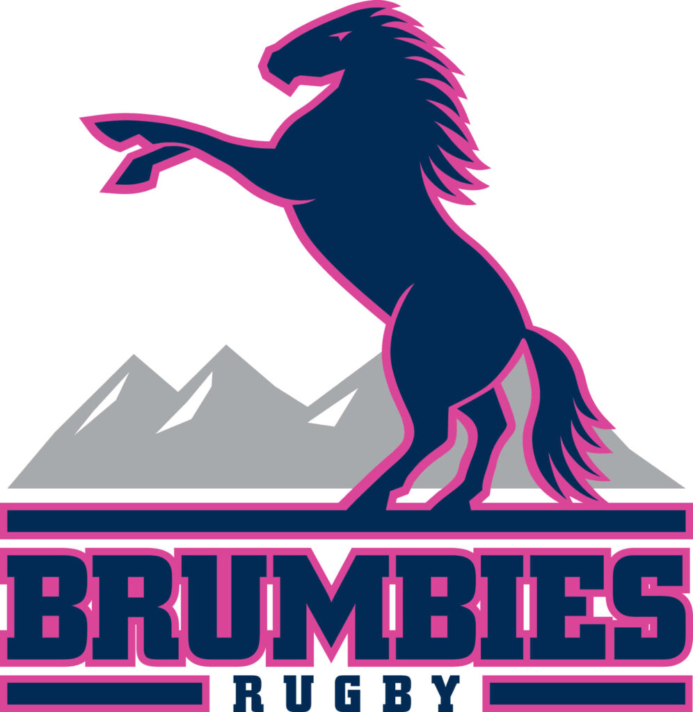 ACT Brumbies wallpaper with rearing horse navy pink grey mountains rugby team pride graphic