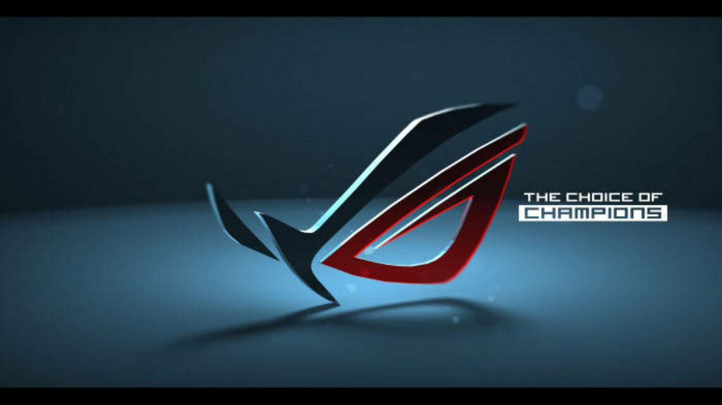 Dynamic ASUS ROG Wallpaper with Blue Backdrop & Champion Logo