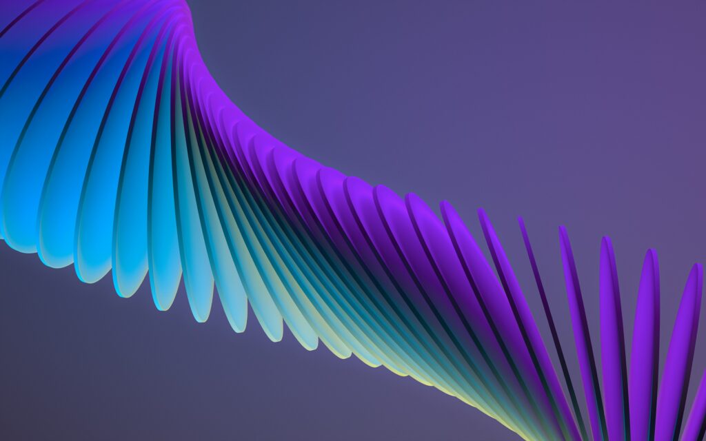 Vibrant Blue-Purple Abstract Wallpaper with 3D Curved Shapes