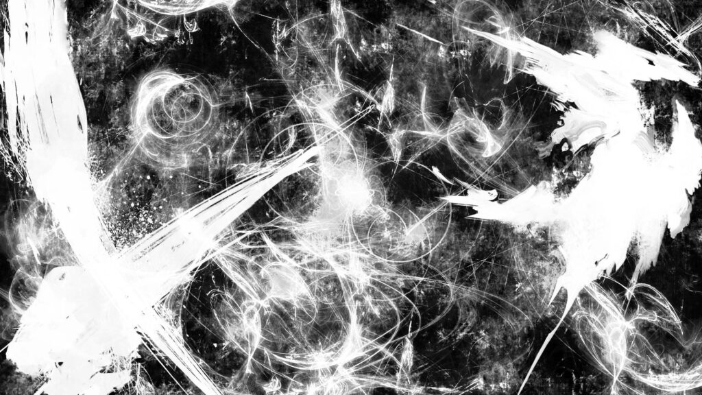 Dynamic Abstract Wallpaper: Swirling White Strokes on Black Background