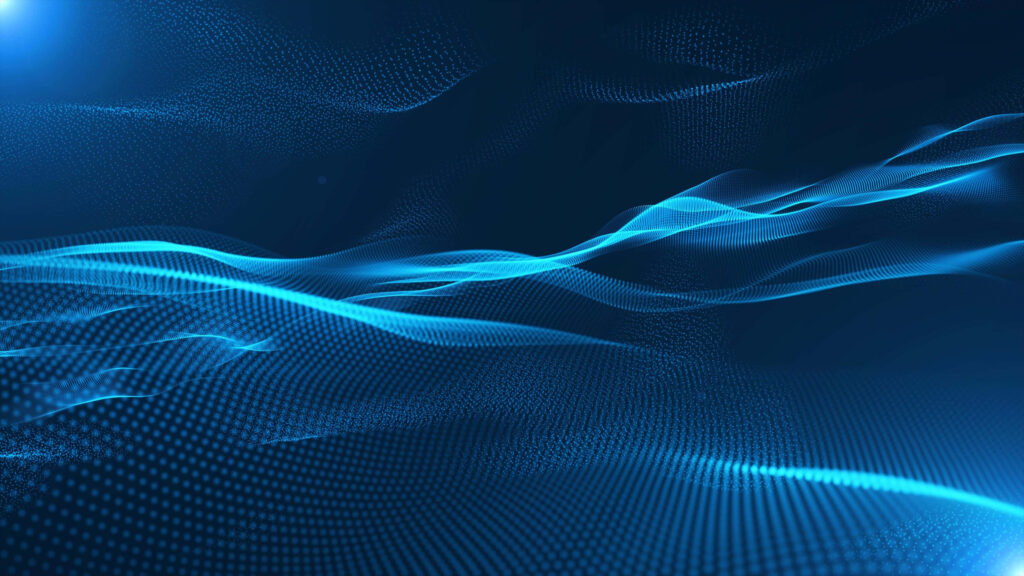 Futuristic Abstract Blue Energy Waves Wallpaper on Dark Background
