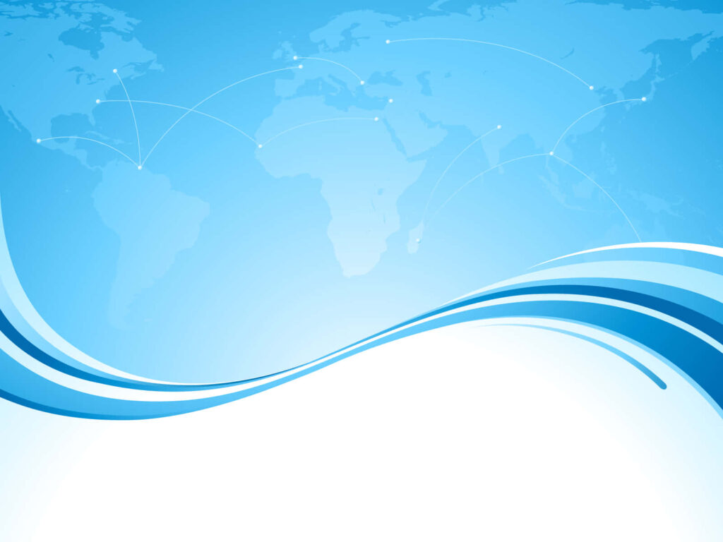 Dynamic Blue Abstract Wallpaper with World Map & Wave Patterns