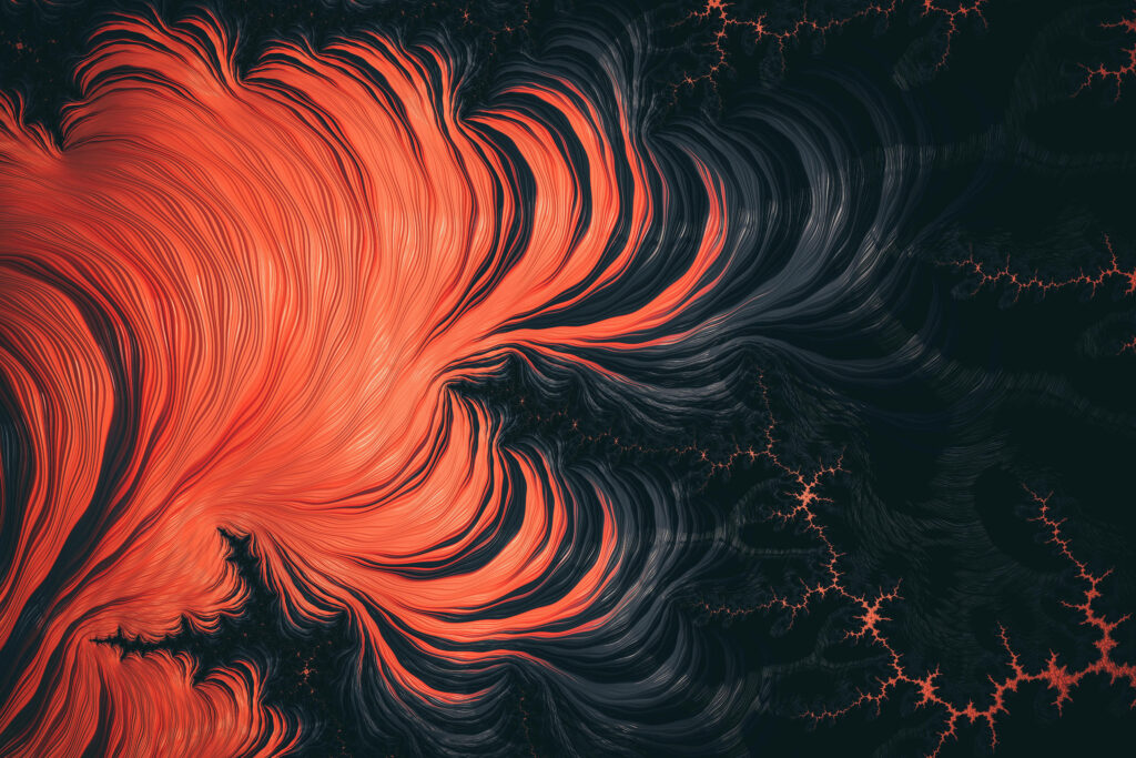Fiery Orange & Black Abstract Wallpaper: Dynamic, Ominous Design