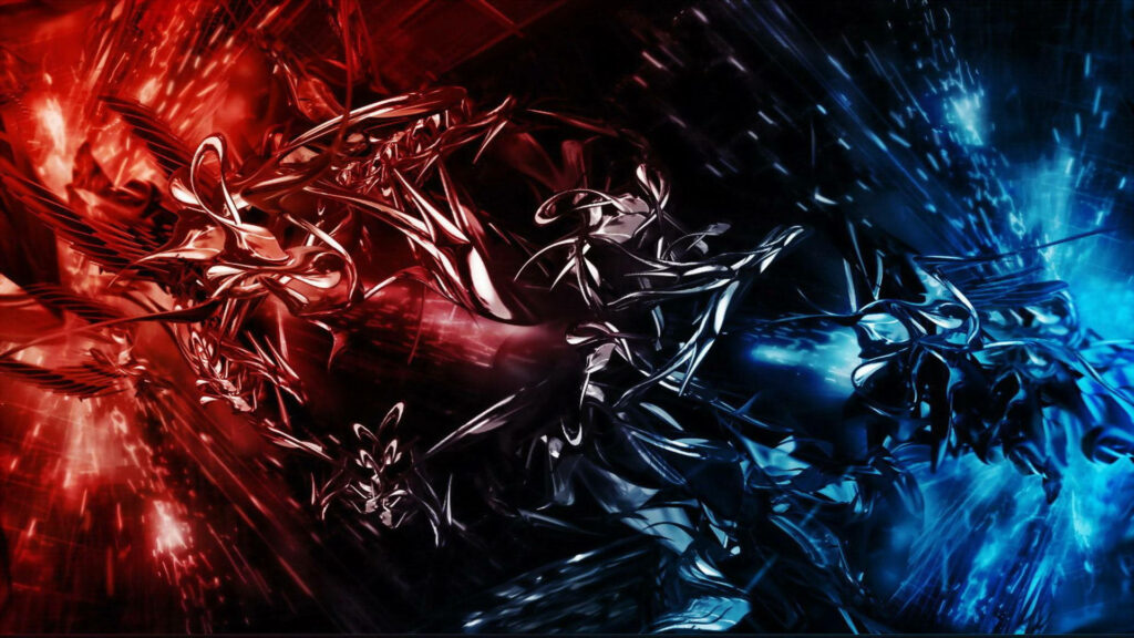 Dynamic Fiery Red & Cool Blue Abstract Wallpaper Background