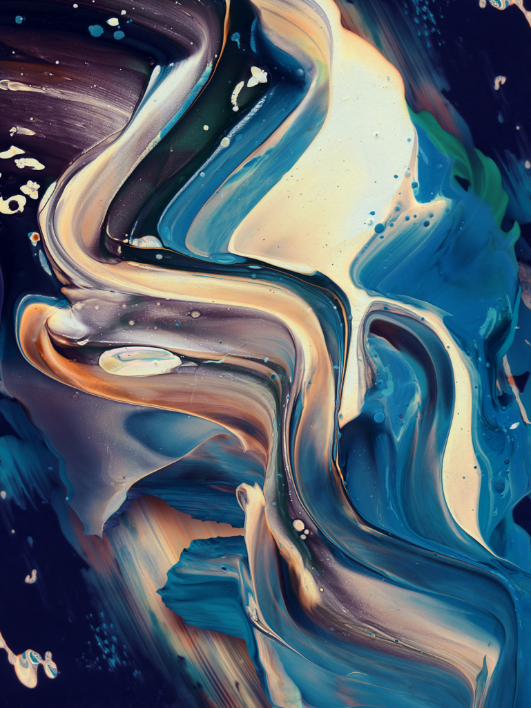 Dynamic Abstract Wallpaper: Rich Blues & Creams with Wavy Patterns