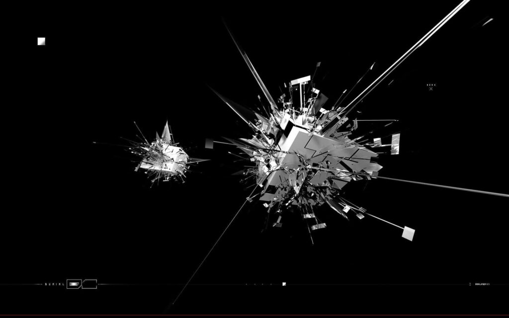 Striking Abstract Glass Fragment Wallpaper on Black Background