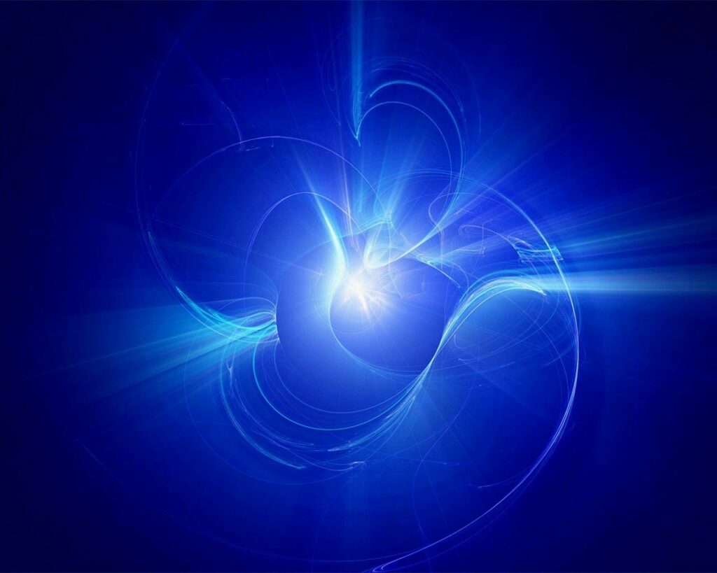 Dynamic Abstract Wallpaper: Fluid Lines & Glowing Light on Blue