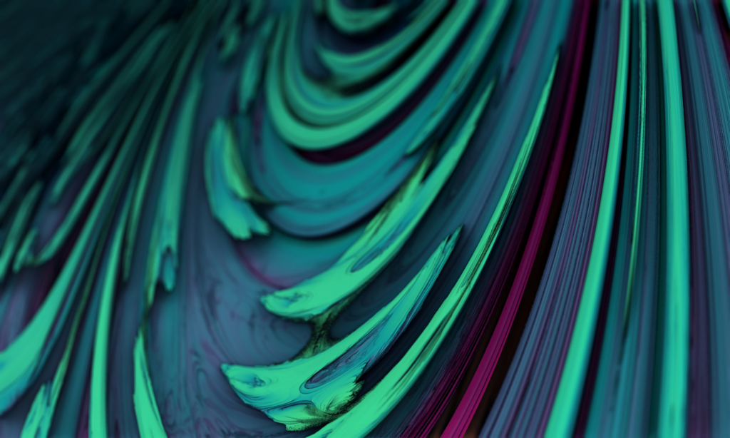 Dynamic Abstract Green Wallpaper with Purple and Blue Strokes