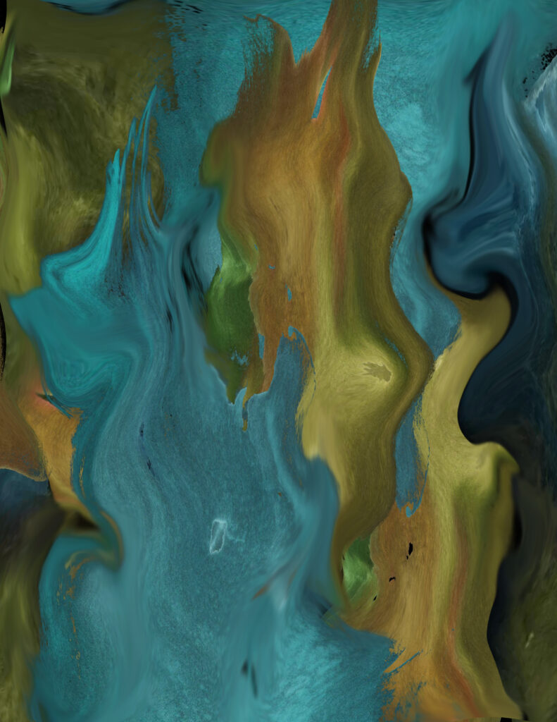 Dynamic Abstract Wallpaper: Swirling Blue, Green, and Brown Hues